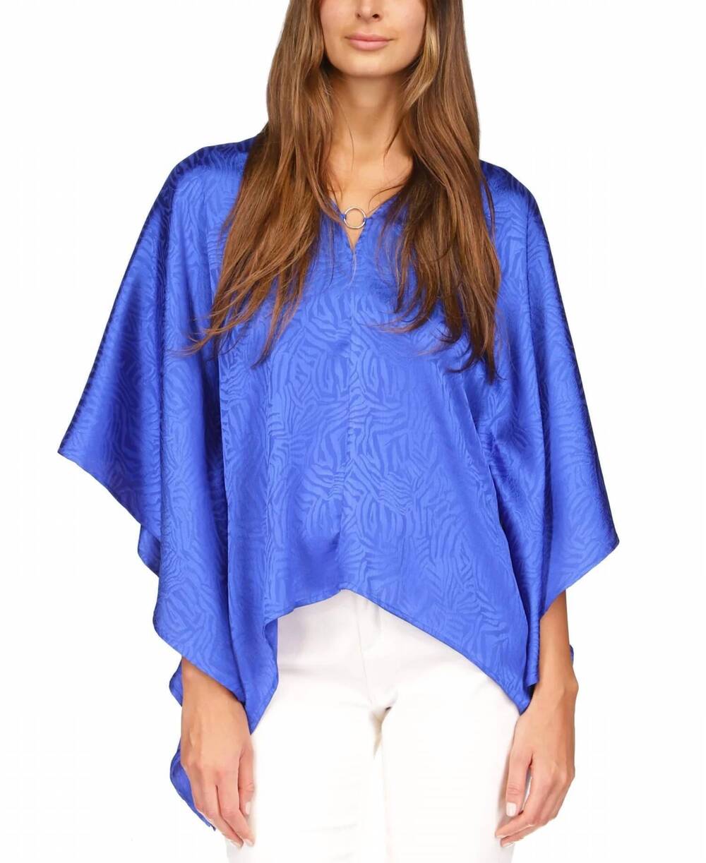 NEW MICHAEL KORS jacquard handkerchief hem top in blue